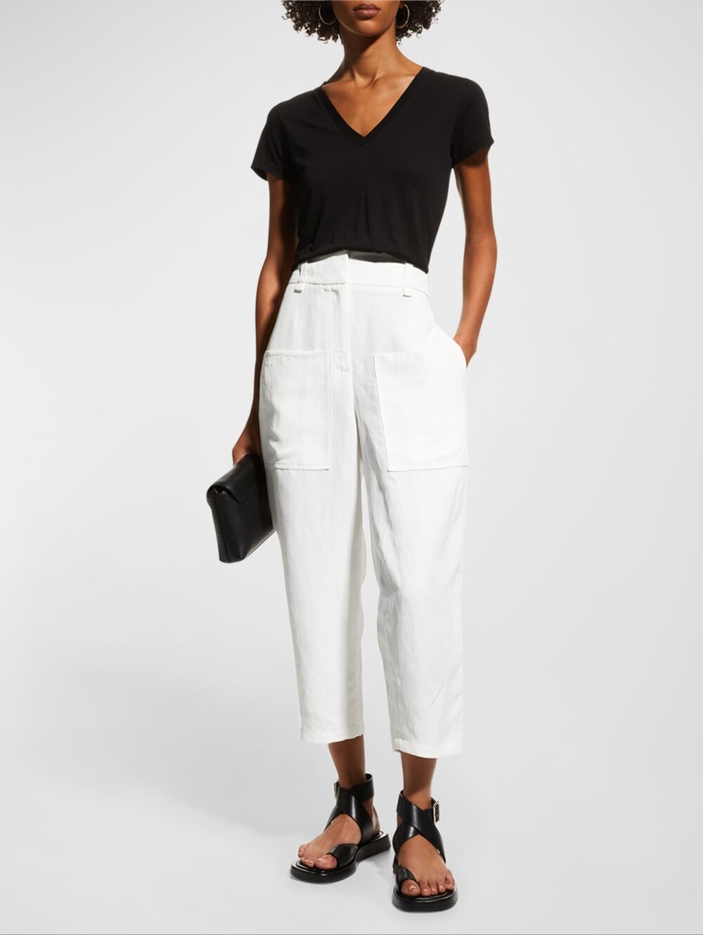 Vince. Lightweight Essential Black Short Sleeve V neck Tee Top SMALL - Picture 1 of 10